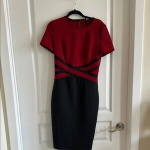 Vfshow Red & Black Colorblock Bodycon Dress | Size S